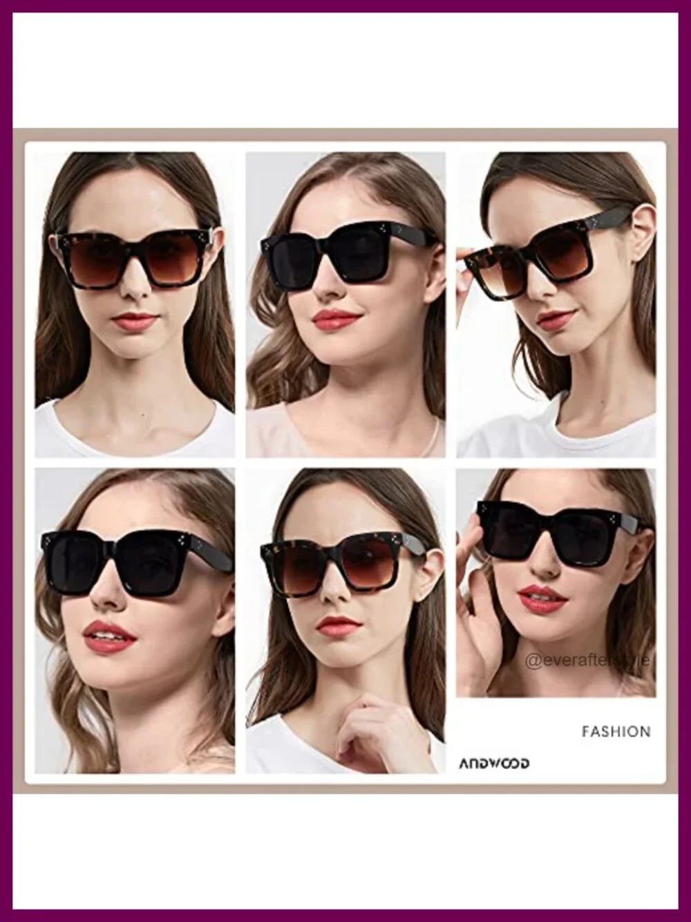 Oversized Square Frame Sunglasses UV Protection for Women